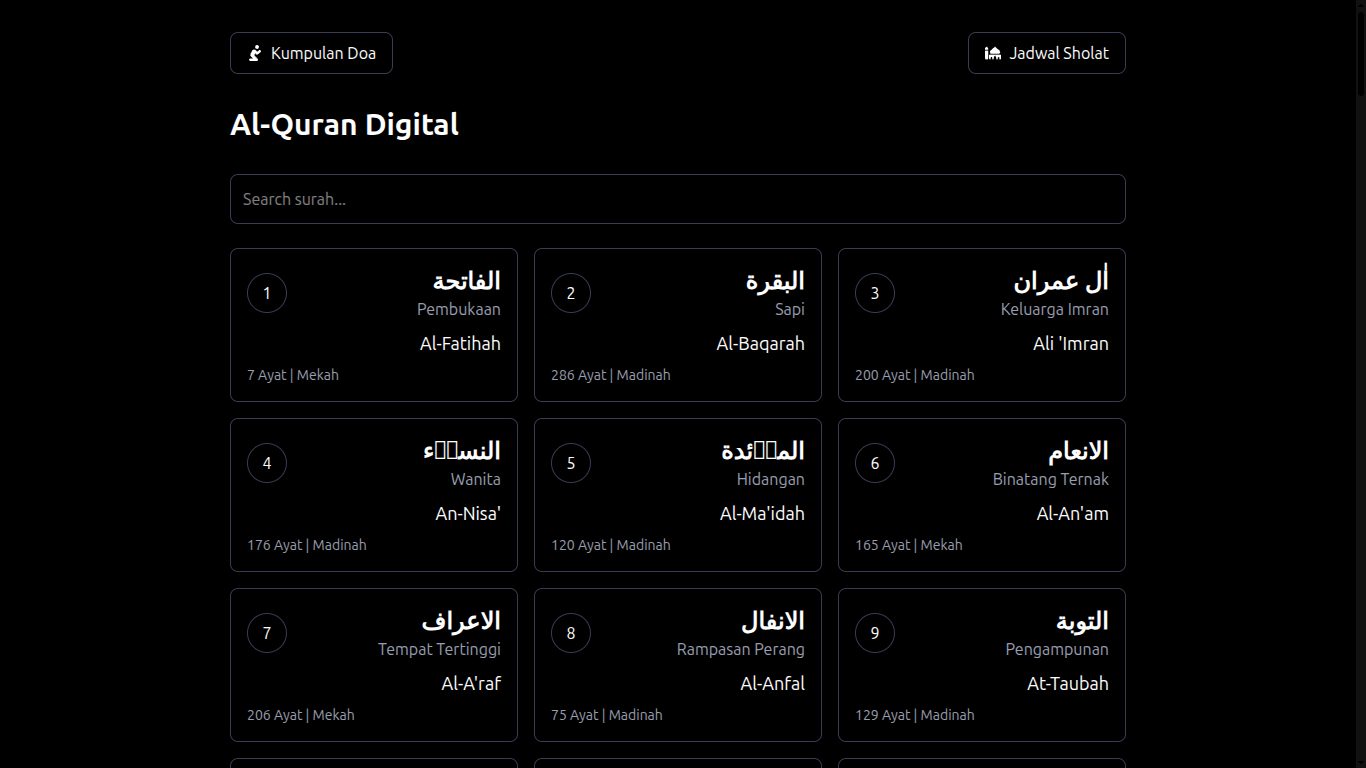 Islamic Web App | Al-Quran Digital